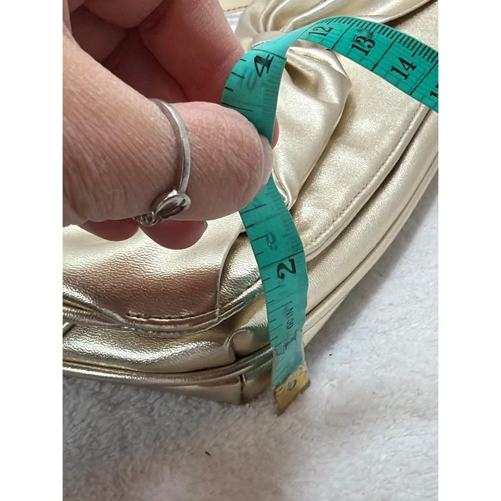 NWT Y2K Gold Metallic‎ Bow Wristlet Clutch Evening Bag Wristlet Strap